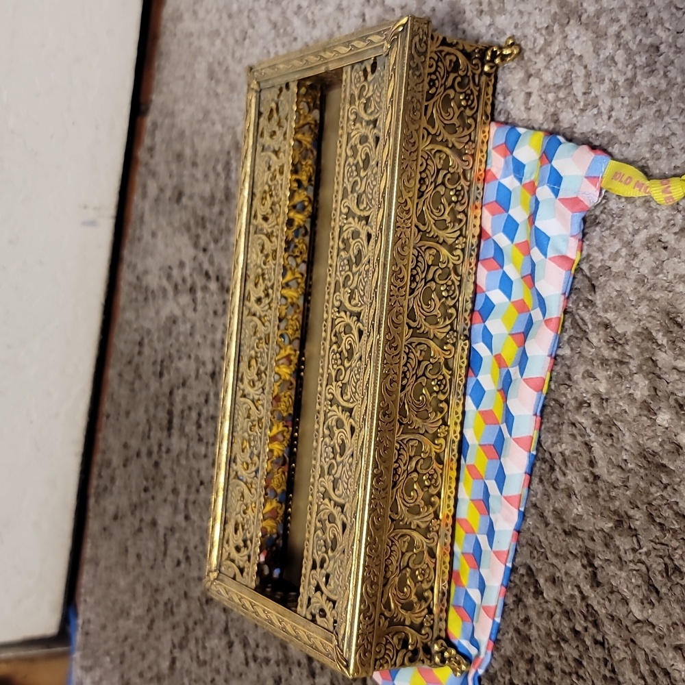 Ornate brass slimline tissue box display